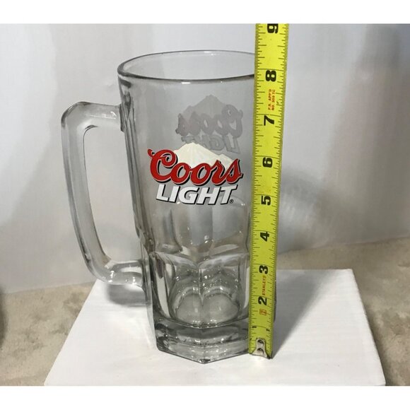 Coors Light Beer Mug Glass 7" Tall 4" Diameter Clear Glass Mancave Rockies - Picture 7 of 8
